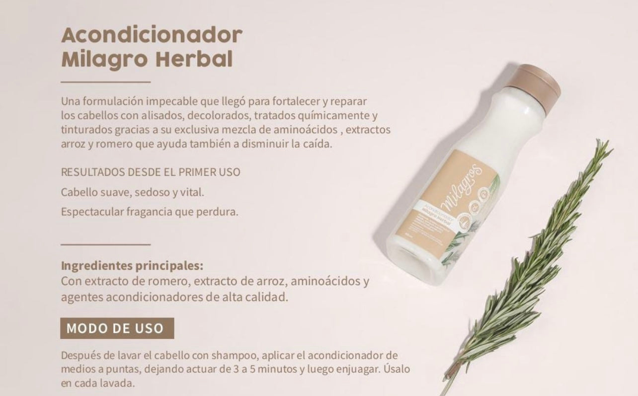 Acondicionador Milagro Herbal - Glamour Beauty & Shine